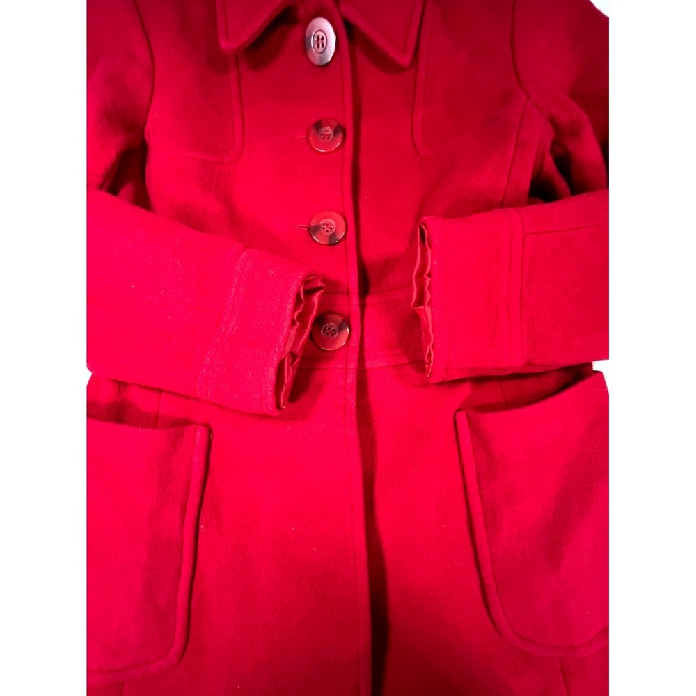 Studio Y Long Overcoat Womens Large Red Wool Blend Button Front Winter Jacket - Picture 5 of 10